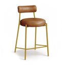 Ver imagem 5 de Banqueta Cozinha Média com Encosto Industrial Dourado Londres PU D03 - D'Rossi