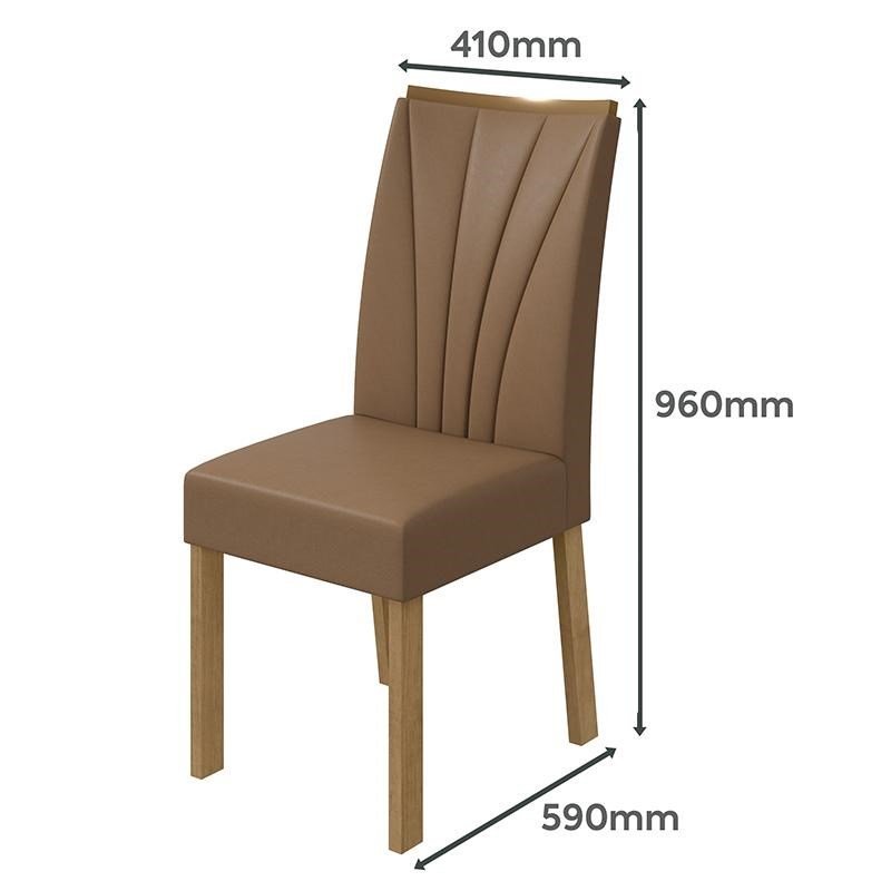 Conjunto 8 Cadeiras Apogeu Amêndoa/Corino Caramelo - Móveis Lopas - 4