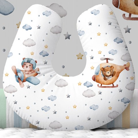 Almofada para Amamentar com Zíper Urso Nuvens