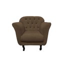 Ver imagem 6 de Kit Namoradeira + 2 Poltronas Decorativa Dália Linho Marrom Pés Madeira