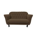 Ver imagem 3 de Kit Namoradeira + 2 Poltronas Decorativa Dália Linho Marrom Pés Madeira