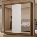 Ver imagem 1 de Guarda-roupa Casal 3 Portas de Correr com Espelhos 2 Gavetas Rustic/branco Sublime Madesa