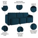 Ver imagem 3 de Sofá Cama Casal para Sala 276cm Polska K04 Veludo Azul - Mpozenato