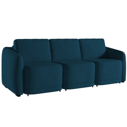 Sofá Cama Casal para Sala 276cm Polska K04 Veludo Azul - Mpozenato