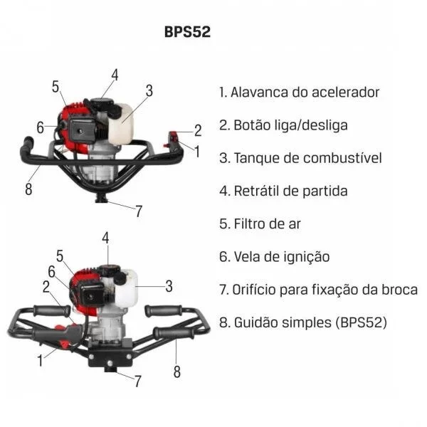 PERFURADOR DE SOLO À GASOLINA BPS-52 BRANCO - 3