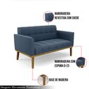 Ver imagem 3 de Poltrona Namoradeira Decorativa Karen Pés Fixo em Madeira Castanho Suede Azul Marinho G19 - Gran Bel