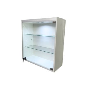 Vitrine Suspensa Expositor Iluminação Prateleira Porta Vidro Branca