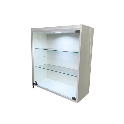 Vitrine Suspensa Expositor Iluminação Prateleira Porta Vidro Branca