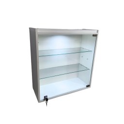 Vitrine Suspensa Expositor Iluminação Prateleira Porta Vidro Branca - 2