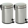 Kit 2 Lixeira Inox Banheiro Cozinha Pedal E Balde 5 Litros - 1