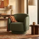 Ver imagem 3 de Poltrona Decorativa Avany Base Giratória Linho Verde - Nexta Casa