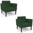 Ver imagem 1 de Poltrona Base Madeira Preto Kit 2 Ana Veludo Verde - Ibiza