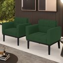 Ver imagem 2 de Poltrona Base Madeira Preto Kit 2 Ana Veludo Verde - Ibiza