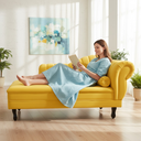 Ver imagem 2 de Recamier Decorativo Divã Amsterdã 187cm Lado Esquerdo Couro Amarelo