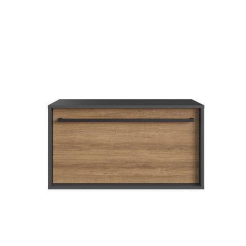 Gabinete de Banheiro Suspenso 80cm com 1gavetão Puxador Toalheiro Bh8040 Mel/grafite