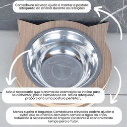Comedouro Elevado Gato Pet Mdf Miau - Inox - 4