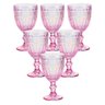 JOGO DE TAÇAS DE VIDRO BARROCO ROSA FURTA-COR 350ML 6 PEÇAS - CASAMBIENTE - 1