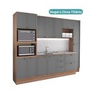 Ver imagem 4 de Cozinha Completa com Balcão Milla Lumine 12 Portas 5 Gavetas Nogal com Cinza Titânio Móveis