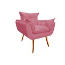 Ver imagem 4 de Kit Namoradeira + Poltrona Decorativa Opala Suede Rosa Pés Madeira Mz Decor