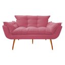 Ver imagem 2 de Kit Namoradeira + Poltrona Decorativa Opala Suede Rosa Pés Madeira Mz Decor