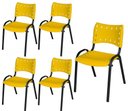 Ver imagem 2 de Cadeira Iso Base Preto Escola, Escritório Amarelo Kit 5 Un