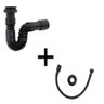Sifão Sanfonado Preto Universal + Engate Flexível Black 40cm - 1