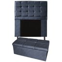 Ver imagem 1 de Kit Cabeceira + Calçadeira Baú Copenhague Solteiro 100cm Suede - Ecotec Decor:Cinza Escuro