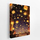 Ver imagem 2 de Noite Balões Gatos Arte Decorativo Quadro Canvas 60x40cm