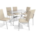 Ver imagem 2 de Kit Conjunto Mesa 6 Cadeiras 120 X 80 Cm Sala de Jantar Cozinha Vidro Metal Cromado Nude