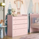 Ver imagem 1 de Cômoda com Trocador Infantil 4 Gavetas Doce Mel Rosa