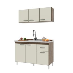 Cozinha Modulada Compacta Fidelitá Suiça 2 Peças 6 Portas 1 Gaveta sem Tampo Noce/off-white - 2