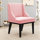 Ver imagem 2 de Kit 6 Cadeiras Estofadas para Sala de Jantar Base Fixa de Madeira Preto Lia Suede Rosa bebê - Ibiza