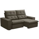 Ver imagem 1 de Sofá Retrátil Reclinável para Sala 3 Lugares 210cm Vincent F04 Veludo Marrom Claro - Lyam Decor