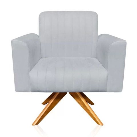 Poltrona Giratória Viena Gomada Suede Cinza - D'Rossi