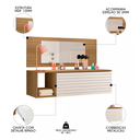 Ver imagem 3 de Penteadeira Suspensa Camarim Make Up Joy com Espelho - Nature/branca