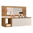 Ver imagem 2 de Penteadeira Suspensa Camarim Make Up Joy com Espelho - Nature/branca