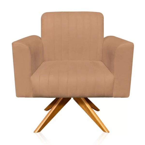 Poltrona Giratória Viena Gomada Suede Caramelo Sisal - D'Rossi