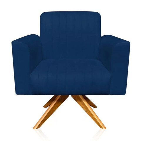 Poltrona Giratória Viena Gomada Suede Azul Marinho - D'Rossi