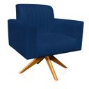 Ver imagem 2 de Poltrona Giratória Viena Gomada Suede Azul Marinho - D'Rossi
