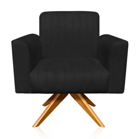 Poltrona Giratória Viena Gomada Suede Preto - D'Rossi
