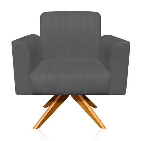 Poltrona Giratória Viena Gomada Suede Grafite - D'Rossi