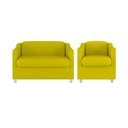 Ver imagem 1 de Kit Poltrona Tilla Recepção + Namoradeira Sala, Quarto Suede Cor:Amarelo