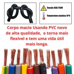 fio cabo flexivel 2,5mm rolo 100 metros MAXTOP:vermelho - 6