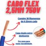 fio cabo flexivel 2,5mm rolo 100 metros MAXTOP:vermelho - 11