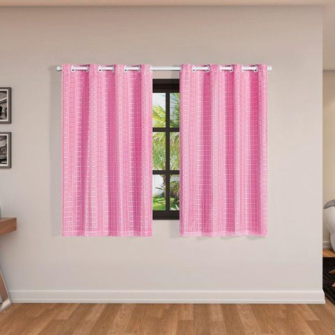 Cortina Blackout Pvc com Tecido Voil Xadrez 2,80 M X 1,60 M - Rosa