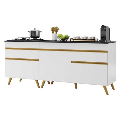 Kit Armário de Cozinha Balcão para Cooktop 70cm e Gabinete Pia 120cm Veneza Multimóveis Mp2160