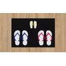 Tapete Capacho Limpe Sim 80x40 Chinelos Patinhas Família Lar Pegadas Decorativo Lar - 2