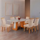Ver imagem 1 de Mesa de Jantar Carolina Tampo 180cm MDF com Vidro Canto Copo e 6 Cadeiras Melissa