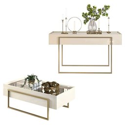 Aparador e Mesa de Centro Petri Off White - Dj Móveis - 1 Aparador e Mesa de Centro Petri Off White - Dj Móveis - 1