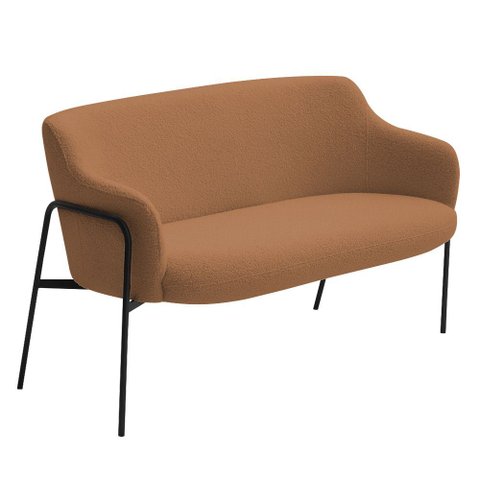 Sofá Namoradeira 02 Lugares 130cm Jade Base Preto Bouclé Terracota - Nexta Casa